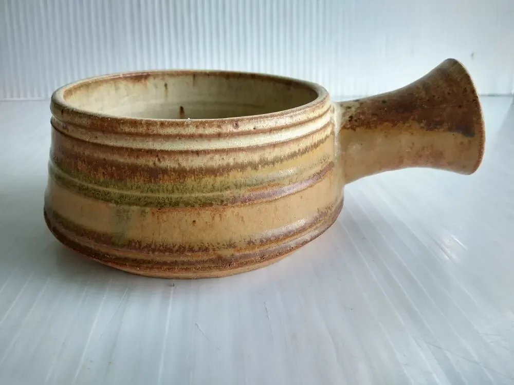 Studio Pottery Stoneware Bowl With Single Handle - Signed Denny '61